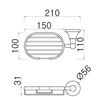Bản vẽ kích thước khay đựng xà bông Kanly GCK05