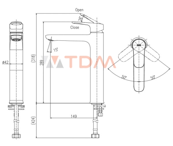Bản vẽ kích thước vòi đặt bàn lạnh Inax LFV-22SH
