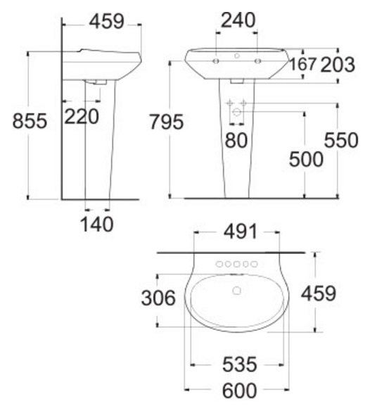Bản vẽ kích thước lavabo American WP-F511 F711