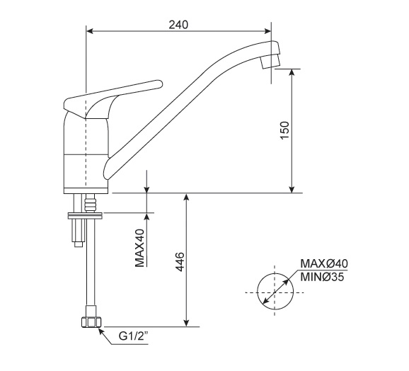 Bản vẽ kích thước vòi rửa bát American WF5637