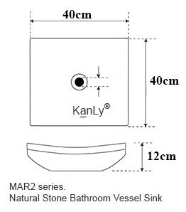 Bản vẽ kích thước chậu rửa mặt đá tự nhiên Kanly MAR34V