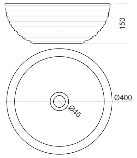 Bản vẽ kích thước chậu rửa mặt đá tự nhiên Kanly MAR 16 Bi