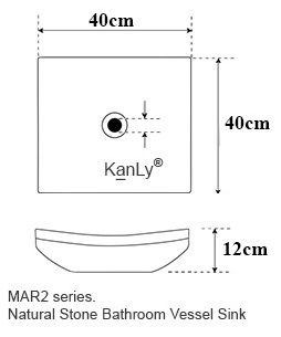 Bản vẽ kích thước chậu rửa mặt đá tự nhiên Kanly MAR31