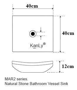Bản vẽ kích thước chậu rửa mặt đá tự nhiên Kanly MAR32V