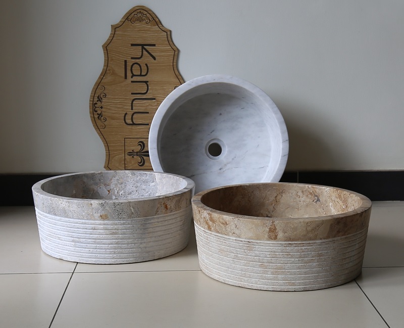 Hình ảnh thực tế lavabo đá nguyên khối Kanly MAR8E