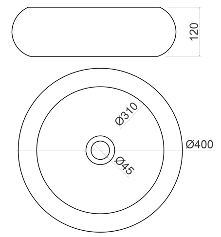 Bản vẽ kích thước chậu rửa mặt đá tự nhiên Kanly ONY 129i 
