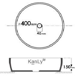 Bản vẽ kích thước chậu rửa mặt Kanly SU015 sứ in mỹ thuật