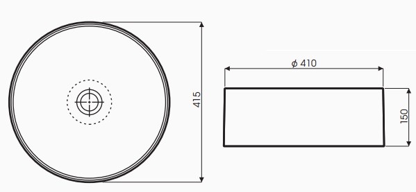 Bản vẽ kích thước chậu rửa lavabo LD 05 đặt bàn