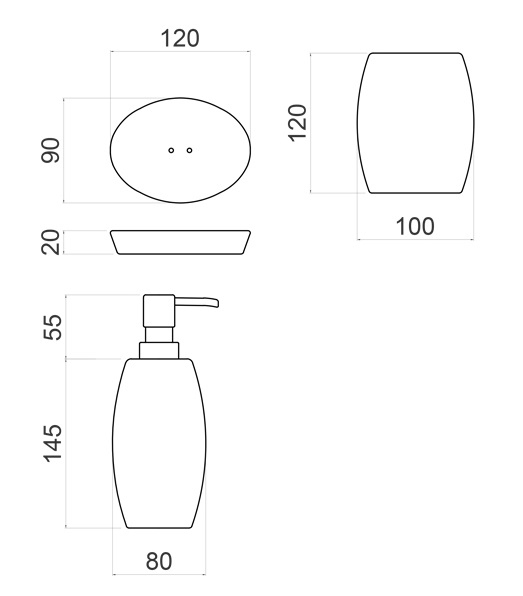 Bản vẽ kỹ thuật bộ lọ đựng phòng tắm Kanly PK12
