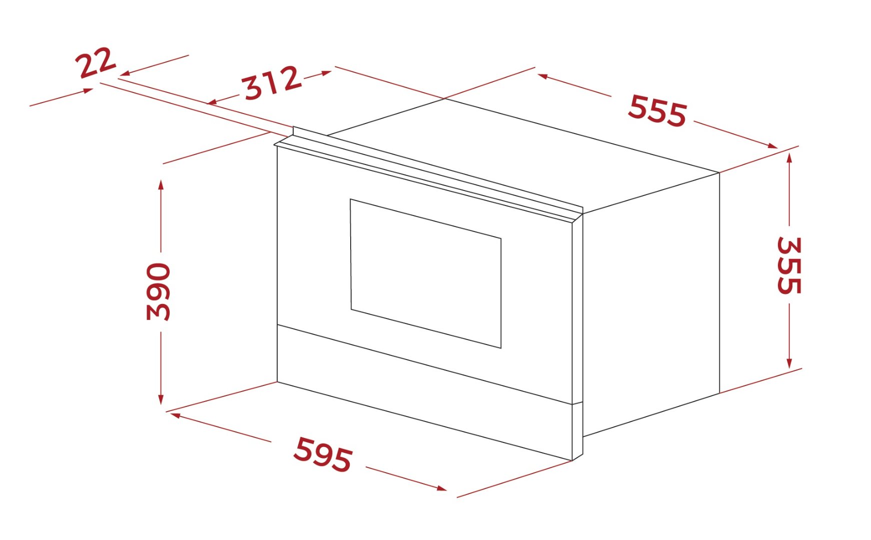 Bản vẽ lò vi sóng kết hợp nướng TEKA lắp âm 112030004