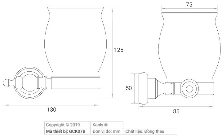 Bản vẽ kỹ thuật ly đựng bàn chải Kanly GCK07B