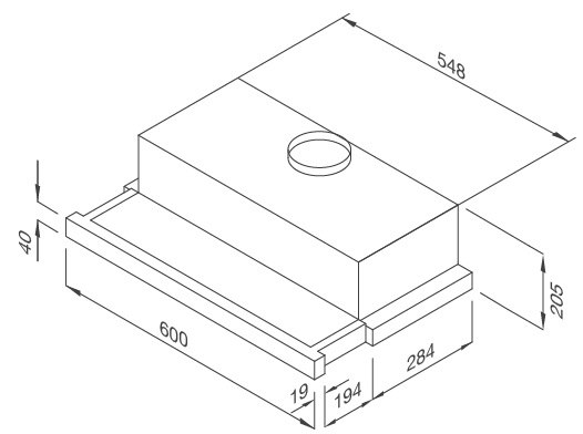 Bản vẽ kỹ thuật máy hút mùi âm tủ MH-60BTC Malloca