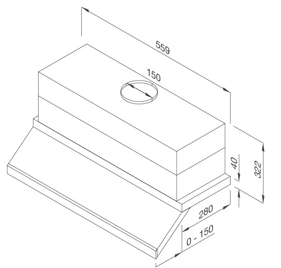 Bản vẽ kỹ thuật máy hút mùi áp tường ARNO K0706 Malloca