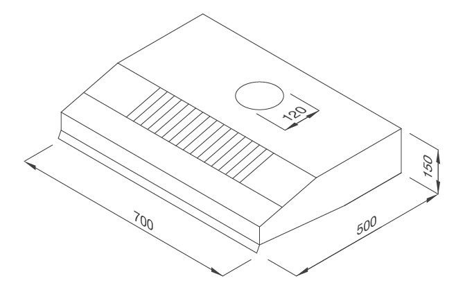 Bản vẽ kỹ thuật máy hút mùi âm tủ H392.7B Malloca