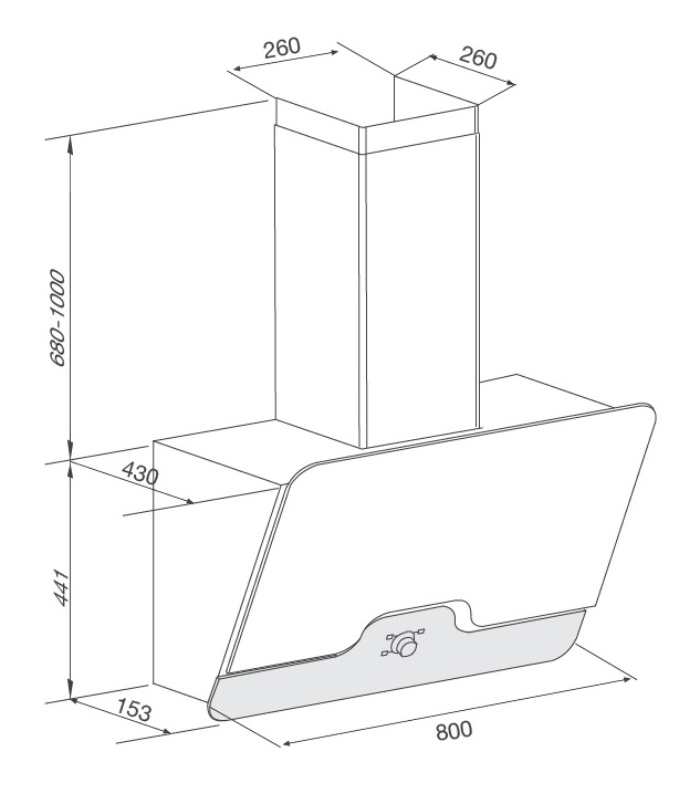 Bản vẽ kỹ thuật máy hút mùi áp tường DRIVE F-152B Malloca