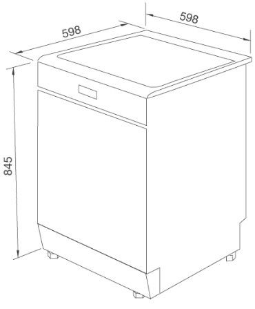 Bản vẽ kỹ thuật máy rửa chén Malloca MDW14S10TFT