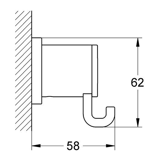 Bản vẽ kích thước móc áo đơn 40284000 Allure Grohe
