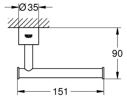 Bản vẽ kích thước lô giấy vệ sinh Atrio New 40313003 Grohe