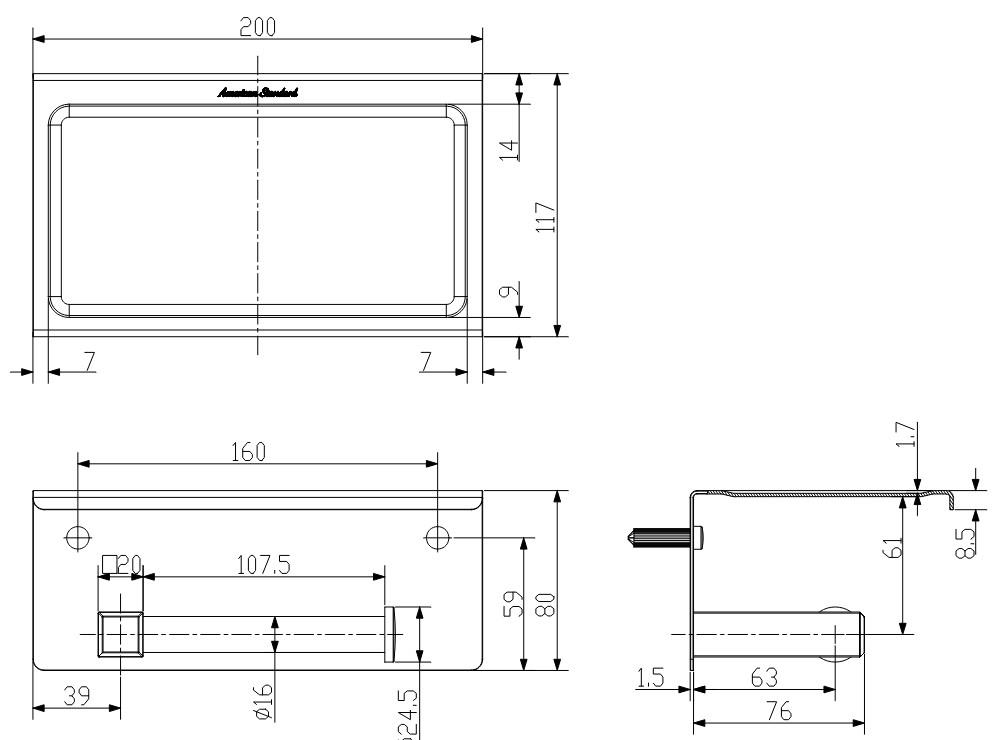 Bản vẽ kích thước khay giấy American Standard WF 0498HG