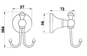 Bản vẽ kích thước móc treo áo Kanly GCK01U
