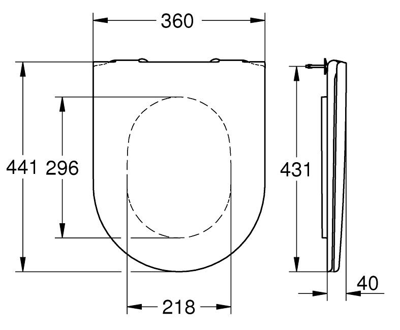 Bản vẽ kích thước nắp nhựa Grohe 39577000