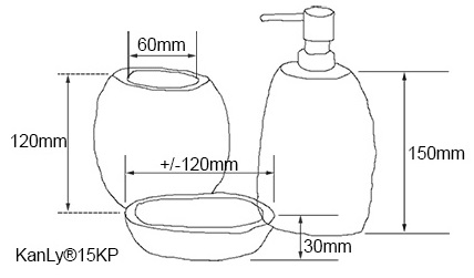 Bản vẽ kích thước bộ phụ kiện Kanly PK 15VN đá tự nhiên