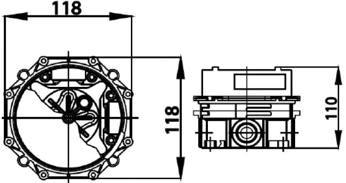 Bản vẽ kích thước củ trộn âm tường ct 519 a Cotto 