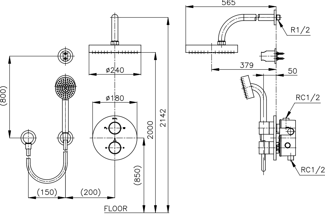 Bản vẽ sen nhiệt độ âm tường CT 3015 ZH 016  Cotto 
