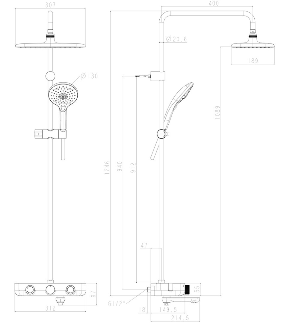 Bản vẽ kỹ thuật sen cây nhiệt độ American WF4956WS màu vàng hồng