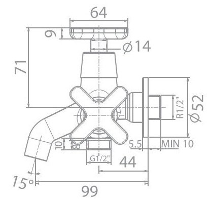 Bản vẽ kích thước vòi WFT703 American nước lạnh