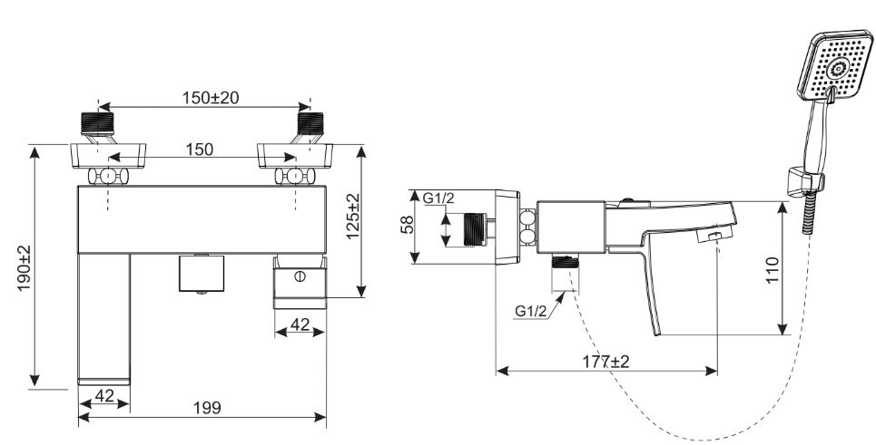 Bản vẽ kích thước vòi hoa sen Inax BFV403S