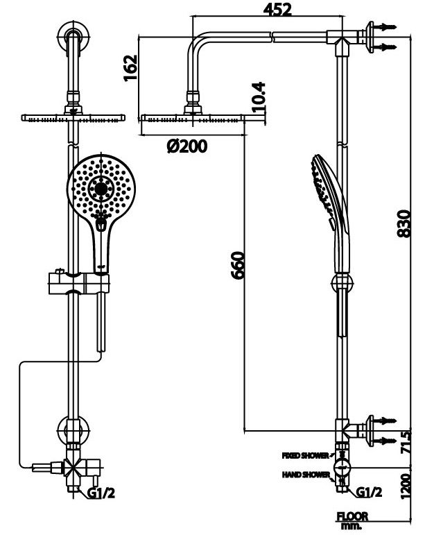 Bản vẽ kích thước thân sen cây CT 623 Z94 Z001 Cotto