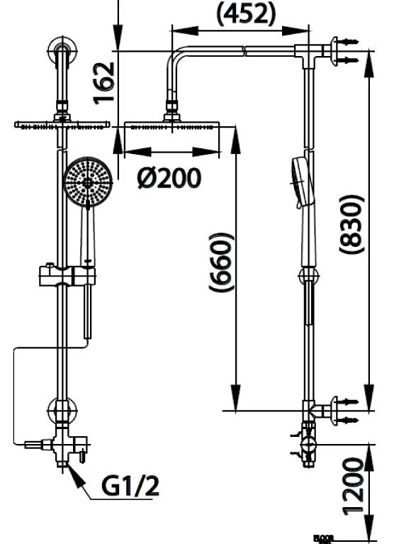 Bản vẽ kích thước thân sen cây CT 623 Z94 Z84 Cotto