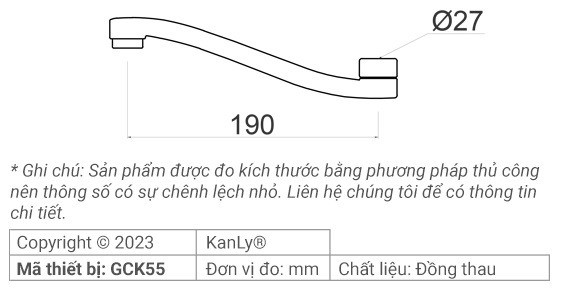 Bản vẽ kỹ thuật cần sen nối dài Kanly GCK55