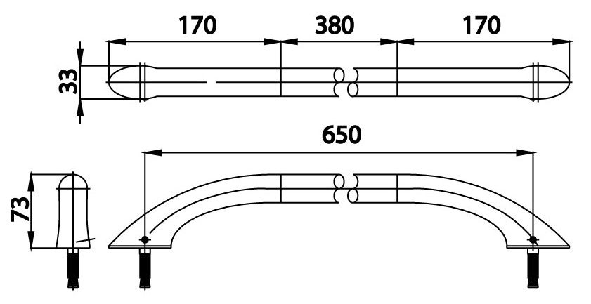 Bản vẽ kích thước tay vịn CT0170 Cotto