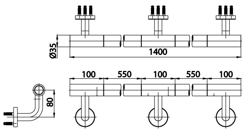 Bản vẽ kích thước tay vịn CT0201 Cotto thẳng