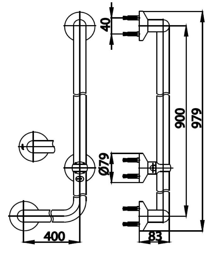 Bản vẽ kích thước tay vịn CT727R WH Cotto chữ L