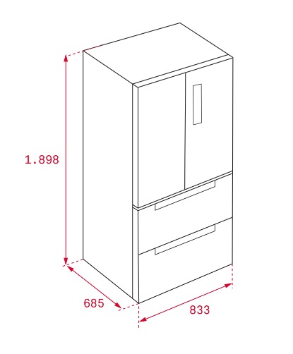 Bản vẽ tủ lạnh 113430004 Teka side by side RFD 77820 GBK