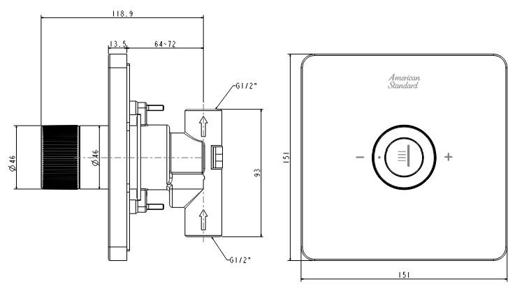 Bản vẽ nút điều chỉnh thân vòi sen FFAS0927 HG American