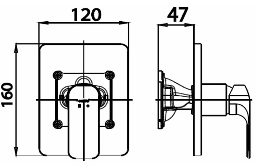 Bản vẽ van điều chỉnh âm tường ct 2146 a  Cotto nóng lạnh 