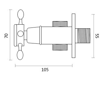 Bản vẽ kích thước van T chia nước Kanly GCV12