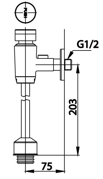 Bản vẽ van xả bồn tiểu nam ct 464 slhm COTTO 