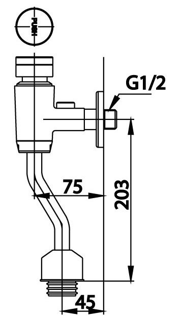 Bản vẽ kích thước van xả bệ tiểu nam ct 464ss hm COTTO 