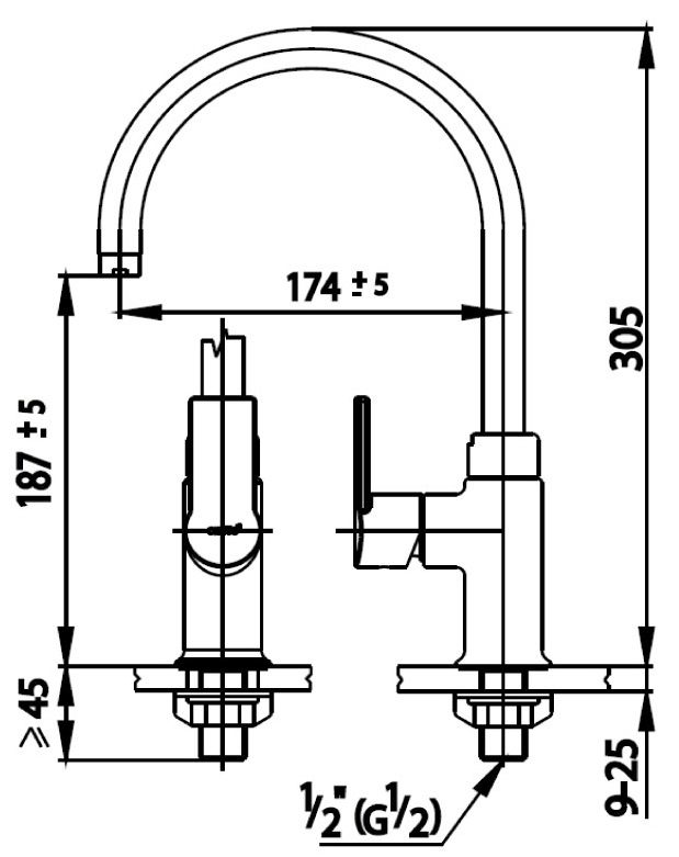 Bản vẽ kĩ thuật vòi chậu bếp CT 1117A HM cotto 