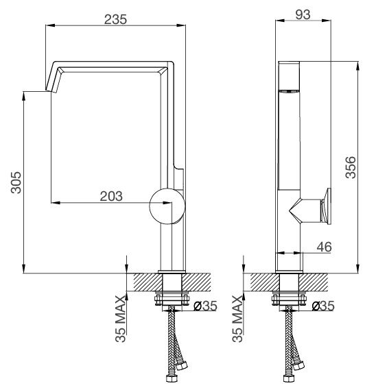 Bản vẽ vòi Malloca K 342BM  rửa bát