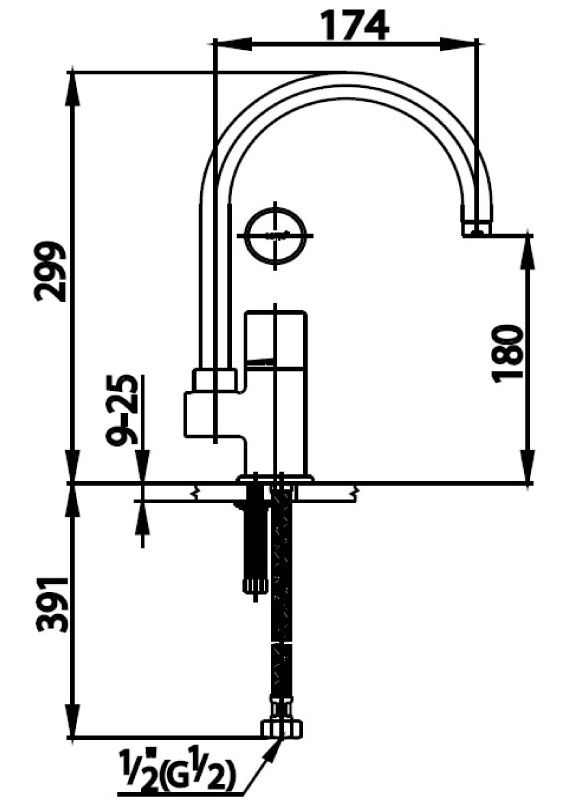 Bản vẽ kích thước vòi bếp nóng lạnh cotto ct 2064 