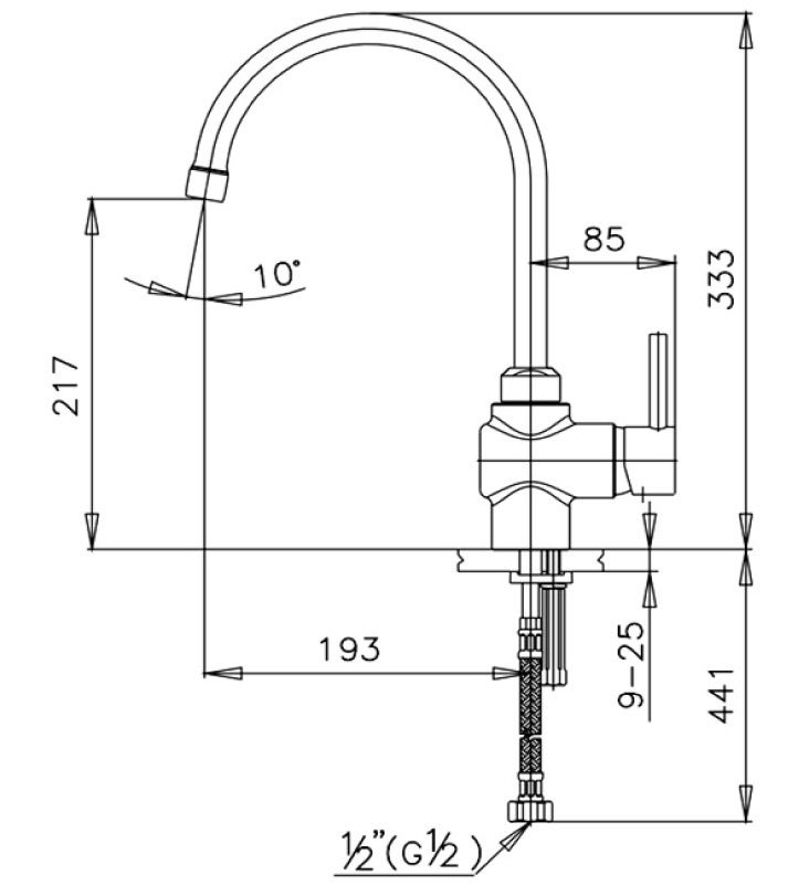 Bản vẽ kích thước vòi chậu chén nóng lạnh CT289A cotto 