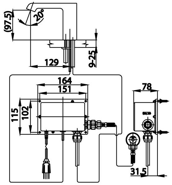 Bản vẽ kích thước vòi cảm ứng 220V ct 4901 ac Cotto