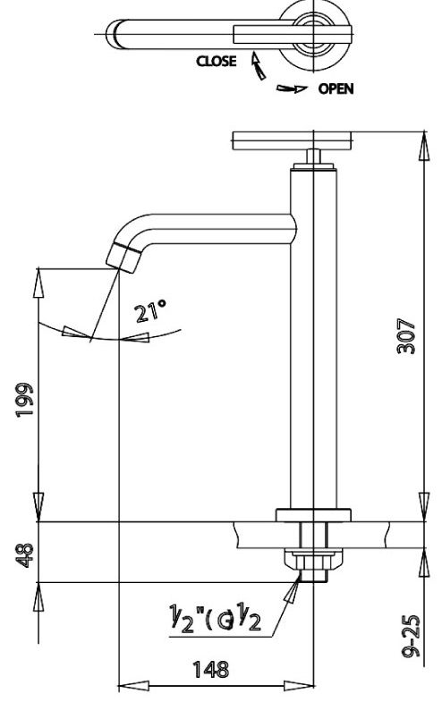 Bản vẽ kích thước vòi lavabo ct 103 c20   Cotto