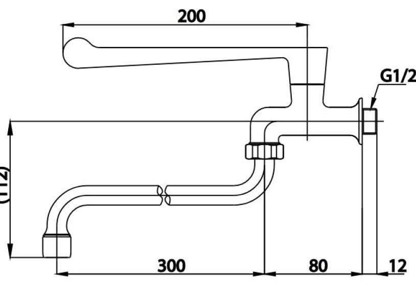 Bản vẽ kích thước vòi rửa mặt COTTO ct 1154 c37 gắn tường
